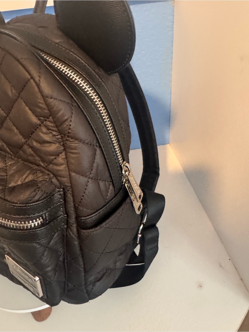 Loungefly Black Quilted Mini Backpack with Mouse Ears - Picture 4 of 12